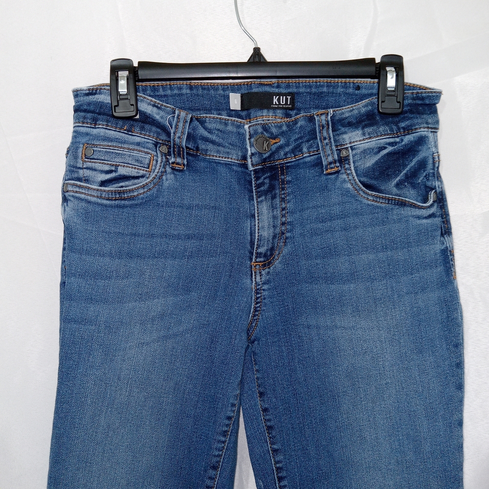 KUT From The Kloth Natalie Bootcut Jeans Womens 6 Blue Mid Rise Stretch Flare - Picture 2 of 13